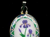 Purple Iris Pendant Pysanky Eggshell Jewelry By So Jeo : pysanky pysanka ukrainian easter egg batik art eggshell jewelry pendants earrings drop dangle etched flowers gift women accessories accessory pendant necklace bail crystal finding sterling silver filled sojeo flowers celtic purple white red pink brown green purple orange cream burgundy magenta teal turqoise crows crow blue black so jeo art handmade